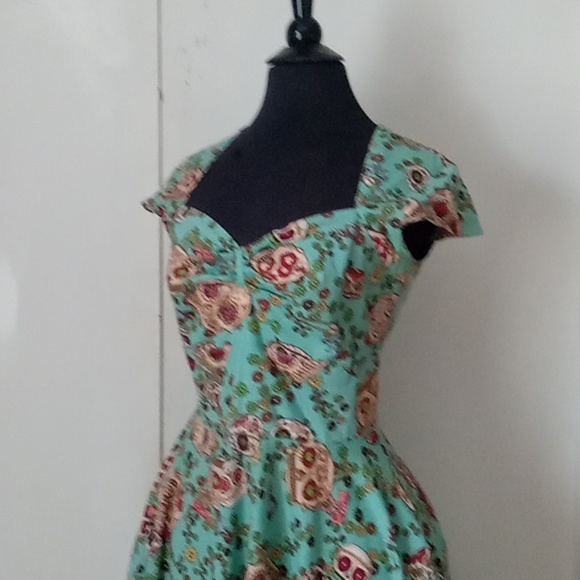 Hell Bunny Day of the dead candy skull retro swing dress XS - Picture 3 of 8